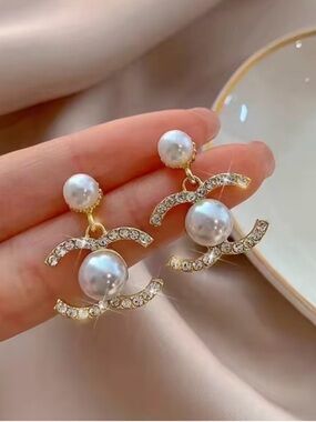 Macy's Gold-Tone Pearl and Crystal Drop Earrings - White Pearls